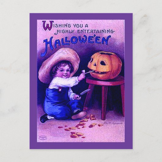 Vintages Entertainment Halloween Postkarte (Vorderseite)
