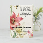 Vintages Ephemera Amaryllis Brautparty Einladung (Stehend Vorderseite)