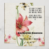Vintages Ephemera Amaryllis Brautparty Einladung (Vorne/Hinten)
