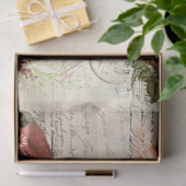 Vintages Ephemera Bird Fall Blume Skript Entpackun Seidenpapier (Geschenk)