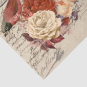 Vintages Ephemera Bird Fall Blume Skript Entpackun Seidenpapier (Ausschnitt)