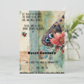 Vintages Ephemera Blue Butterfly Brautparty Einladung (Stehend Vorderseite)