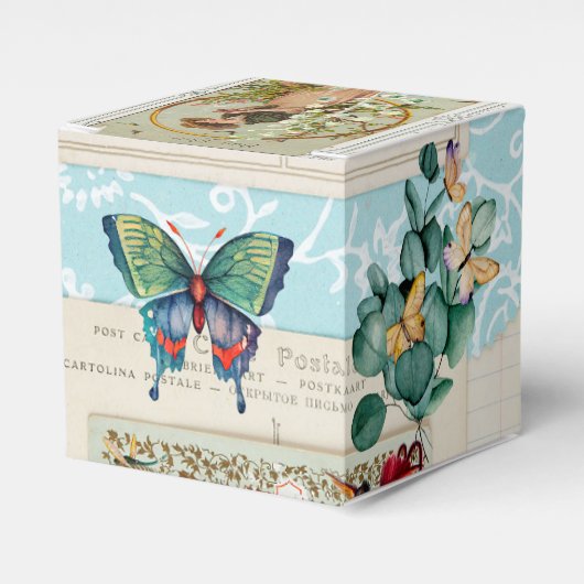 Vintages Ephemera Collage-Design Geschenkschachtel (Vorderseite)