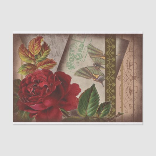 Vintages Ephemera Collage Shabby Chic Seidenpapier (Vorderseite)