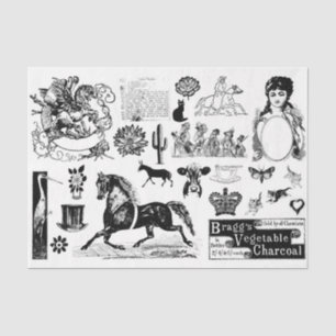 Vintages Ephemera-Dekoupage oder Collage Paper Seidenpapier