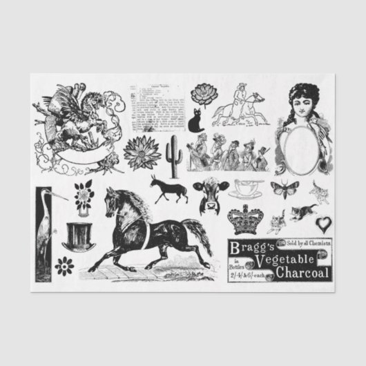 Vintages Ephemera-Dekoupage oder Collage Paper Seidenpapier (Vorderseite)