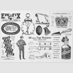 Vintages Ephemera-Dekoupage oder Collage Paper Seidenpapier