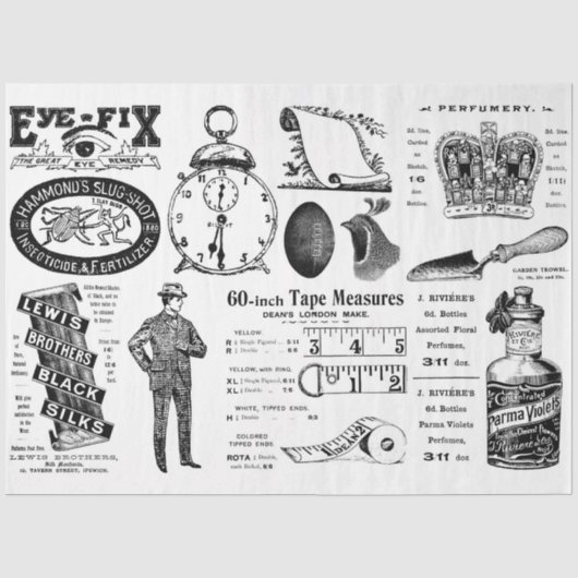 Vintages Ephemera-Dekoupage oder Collage Paper Seidenpapier (Vorderseite)