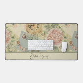 VINTAGES EPHEMERA-DESIGN MIT NAME SCHREIBTISCHUNTERLAGE (Tastatur & Maus)