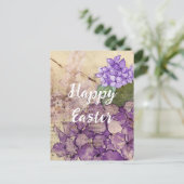 Vintages Ephemera Purple Flowers Ostera Postkarte (Stehend Vorderseite)