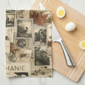 Vintages Ephemerollage | Rustikale Vögel (2) Geschirrtuch (Viertel Falte)