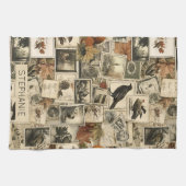 Vintages Ephemerollage | Rustikale Vögel (2) Geschirrtuch (Horizontal)