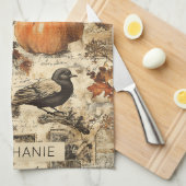 Vintages Ephemerollage | Rustikale Vögel Geschirrtuch (Viertel Falte)