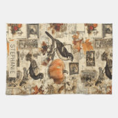 Vintages Ephemerollage | Rustikale Vögel Geschirrtuch (Horizontal)