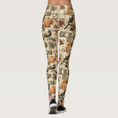 Vintages Ephemerollage | Rustikale Vögel Leggings (Rückseite)