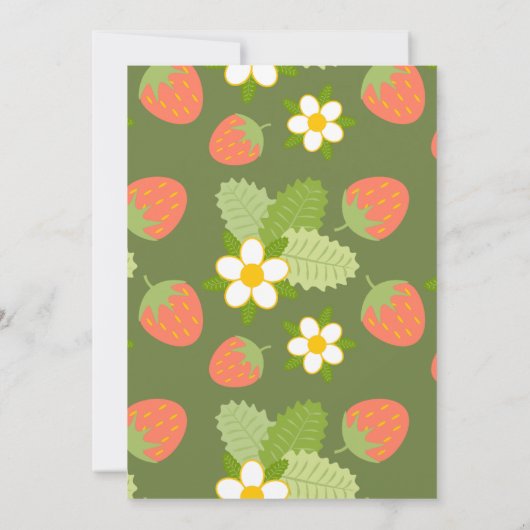 Vintages Erdbeeren und Grünes Brautparty Einladung (Rückseite)