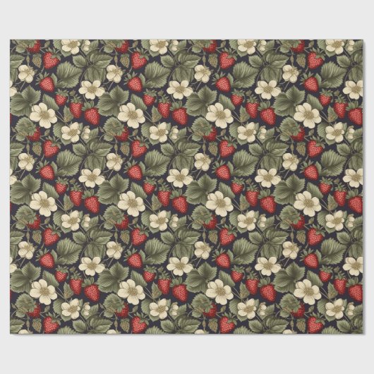 Vintages Erdbeermuster Geschenkpapier (Flach)