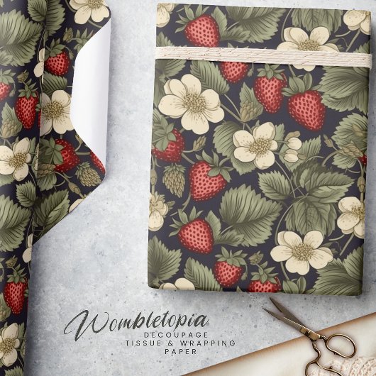 Vintages Erdbeermuster Geschenkpapier