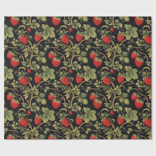 Vintages Erdbeermuster Geschenkpapier (Flach)