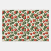 Vintages Erdbeermuster mit Blüten Geschenkpapier Set (Vorderseite 2)