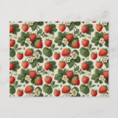 Vintages Erdbeermuster mit Blüten Postkarte (Vorderseite)