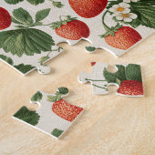 Vintages Erdbeermuster mit Blüten Puzzle (Seite)