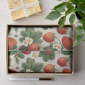 Vintages Erdbeermuster mit Blüten Seidenpapier (Geschenk)