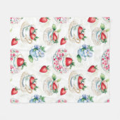 Vintages Erdbeermuster Teacup Blumenmuster Fleecedecke (Vorderseite (Horizontal))