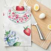Vintages Erdbeermuster Teacup Blumenmuster Geschirrtuch (Viertel Falte)