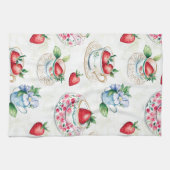 Vintages Erdbeermuster Teacup Blumenmuster Geschirrtuch (Horizontal)