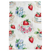 Vintages Erdbeermuster Teacup Blumenmuster Mittlere Geschenktüte (Rückseite)
