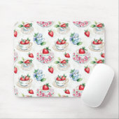 Vintages Erdbeermuster Teacup Blumenmuster Mousepad (Mit Mouse)