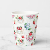 Vintages Erdbeermuster Teacup Blumenmuster Pappbecher (Rückseite)