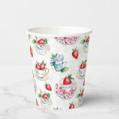 Vintages Erdbeermuster Teacup Blumenmuster Pappbecher (Links)