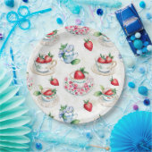 Vintages Erdbeermuster Teacup Blumenmuster Pappteller (Party)
