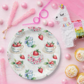 Vintages Erdbeermuster Teacup Blumenmuster Pappteller (Party)