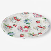 Vintages Erdbeermuster Teacup Blumenmuster Pappteller (Schrägansicht)
