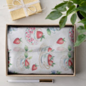 Vintages Erdbeermuster Teacup Blumenmuster Seidenpapier (Geschenk)