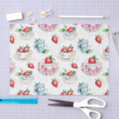 Vintages Erdbeermuster Teacup Blumenmuster Seidenpapier (Handwerk)