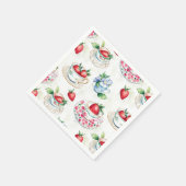 Vintages Erdbeermuster Teacup Blumenmuster Serviette (Ecke)
