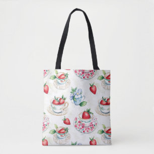 Vintages Erdbeermuster Teacup Blumenmuster Tasche