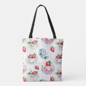 Vintages Erdbeermuster Teacup Blumenmuster Tasche (Rückseite)