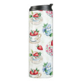 Vintages Erdbeermuster Teacup Blumenmuster Thermosbecher (Nach links gedreht)