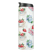 Vintages Erdbeermuster Teacup Blumenmuster Thermosbecher (Nach rechts gedreht)