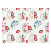 Vintages Erdbeermuster Teacup Blumenmuster Tischdecke (Vorderseite (Horizontal))