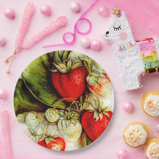 Vintages Erdbeerpapier Pappteller (Party)