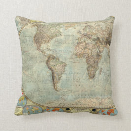 Vintages Erdkugel-Karten-Druckthrow-Kissen Kissen