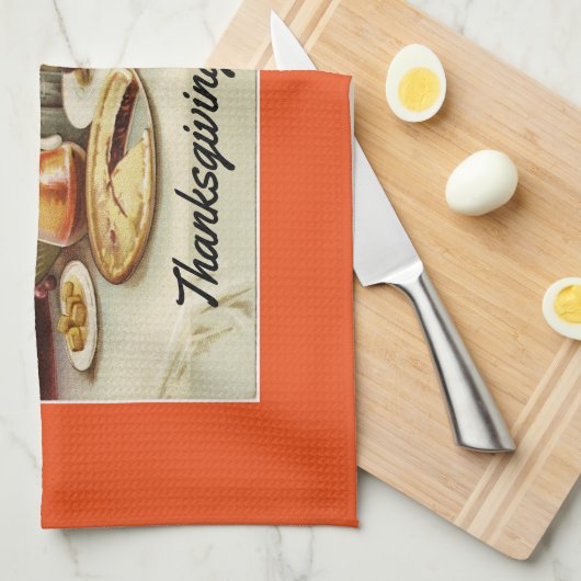 Vintages Erntedank-Abendessen Geschirrtuch (Viertel Falte)