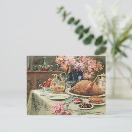 Vintages Erntedank-Fest Feiertagspostkarte (Stehend Vorderseite)