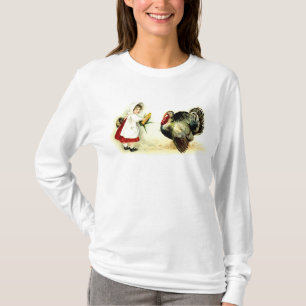 Vintages Erntedank-Mädchen, das die T-Shirt